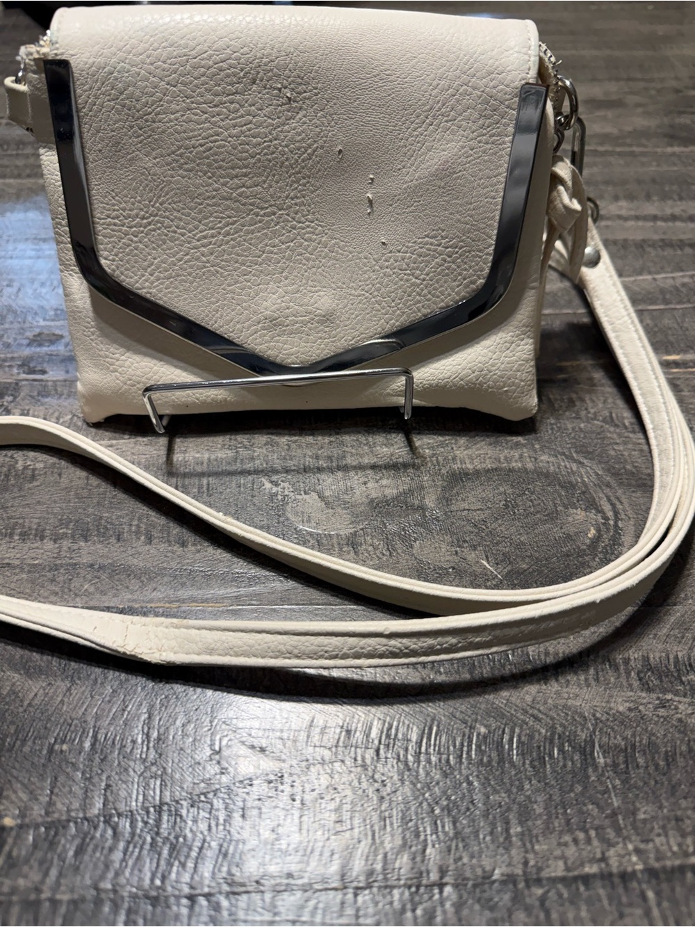 Charming Charlie White Crossbody with Silver Accent